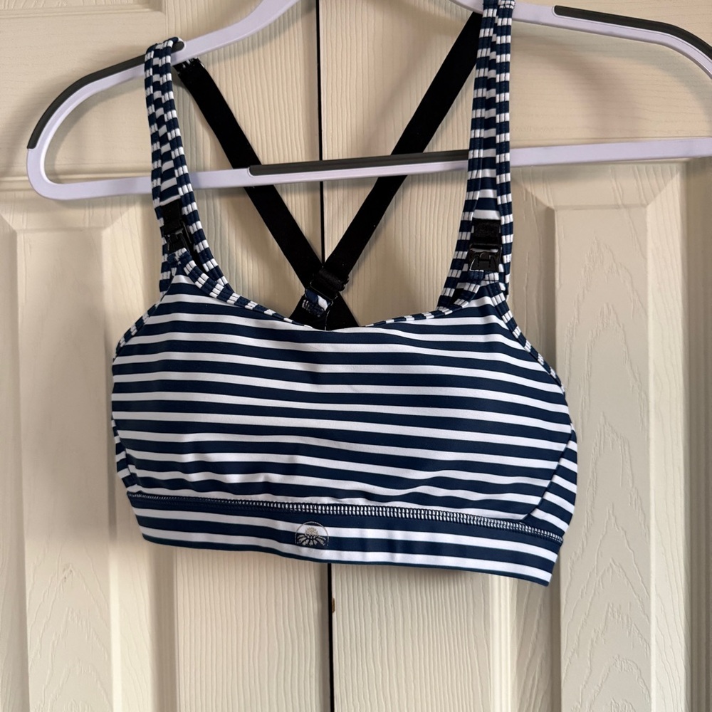 Senita Athletics nursing Navy and White Striped Bra size Medium